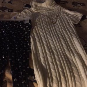 Little girls sweater and leggings stars/hearts